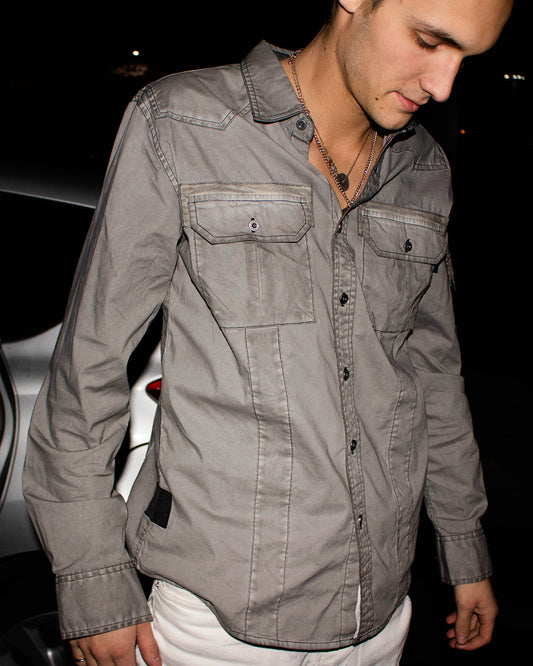 ZIMEGO Men's Stretch Flex Slim Color Washed Vintage Rugged Fashion Button Shirts